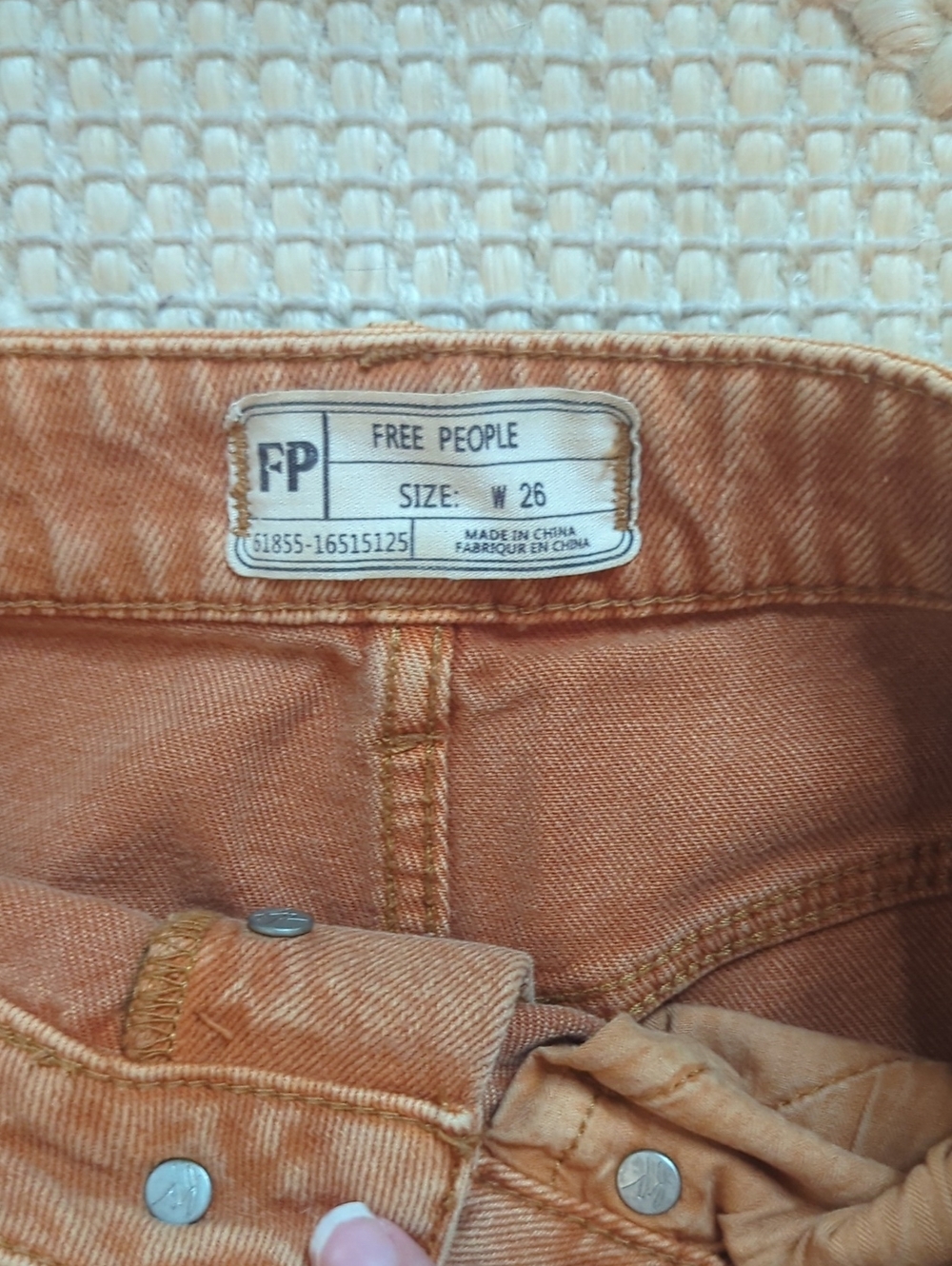 Free People High Rise Wide Leg Raw Hem Pants | Size 26 | Camel - Picture 6 of 6